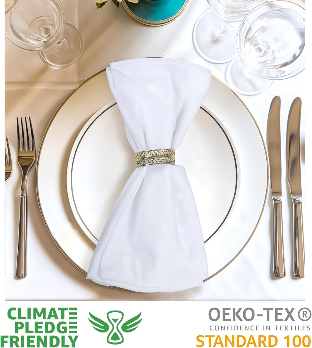 Cloth Napkins 100% Cotton Highly Absorbent Washable Durable Reusable Premium Dinner Napkins Ideal for Gifts for Mothers Day Hotel Farmhouse Parties - White (18" X 18", Set of 6)