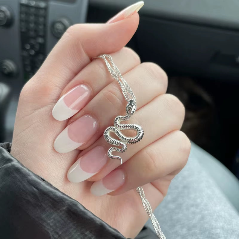 Goth Snake Pendant Necklace for Women Stainless Steel Gold Color Necklaces 2024 Trend Aesthetic Jewelry Choker Collares Mujer