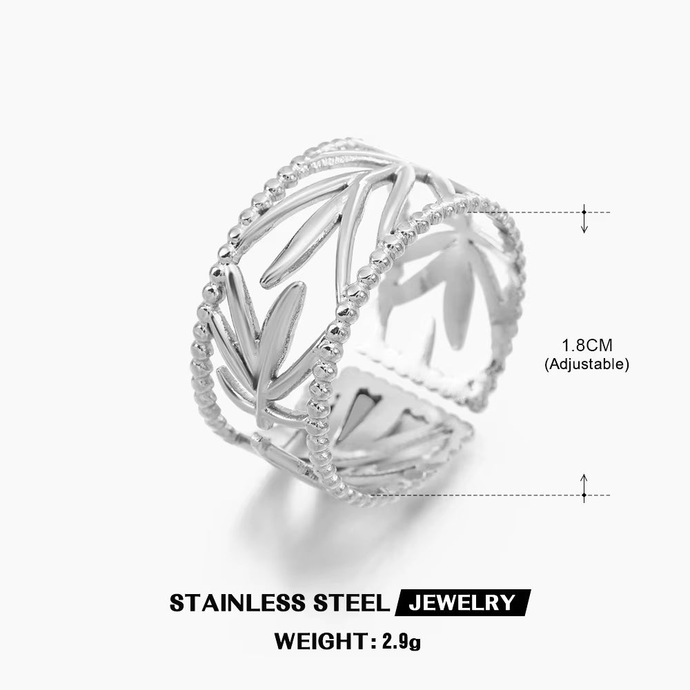 Gold Color Stainless Steel Heart Ring Women Metal Finger Hollow Ring Waterproof Jewelry Girlfriend Gift Bijoux Femme Anillos