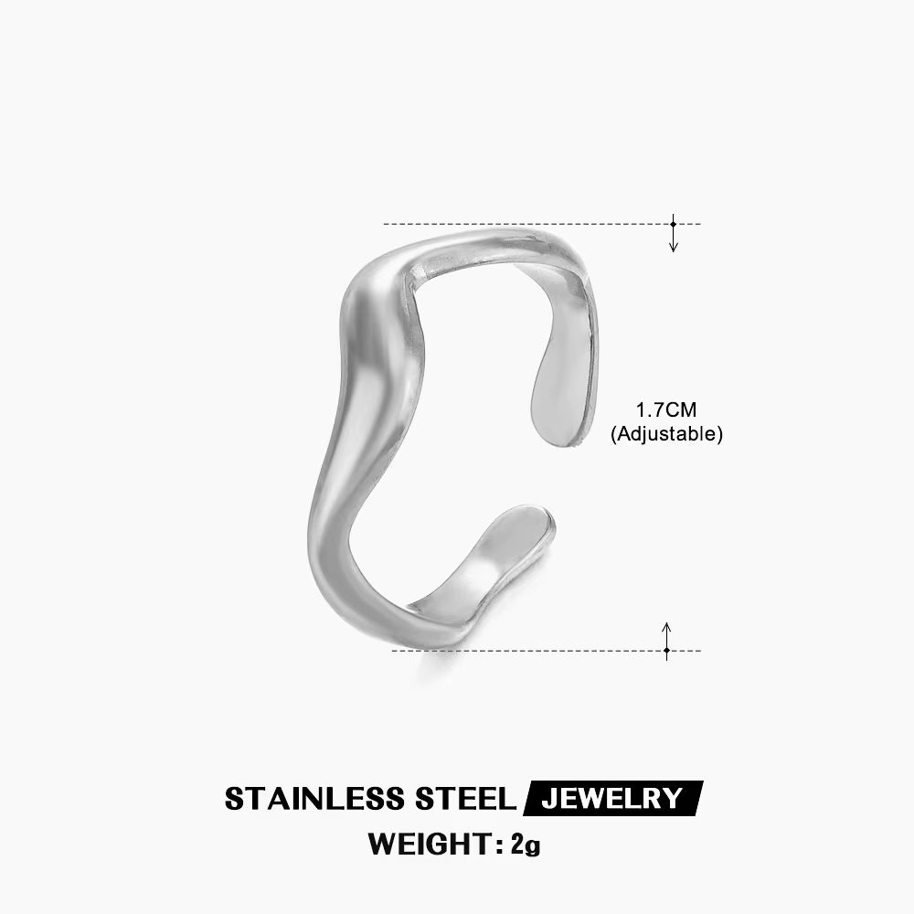 Gold Color Stainless Steel Heart Ring Women Metal Finger Hollow Ring Waterproof Jewelry Girlfriend Gift Bijoux Femme Anillos