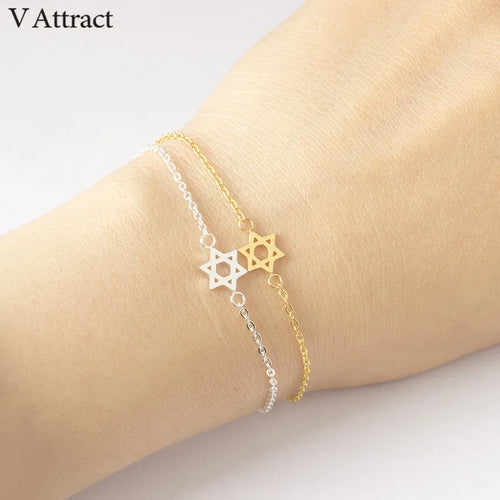2024 Stainless Steel Chain Pulseras Vintage Mujer Jerusalem Magen Star of David Charm Bracelet Femme Jewish Jewelry