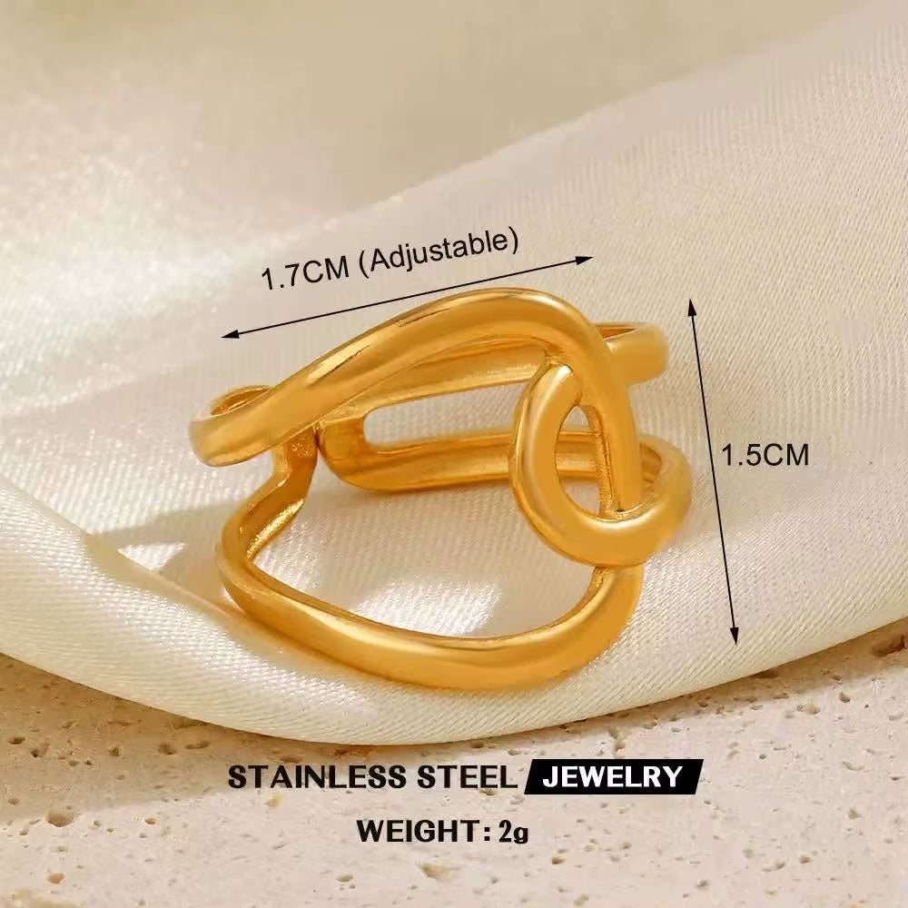 Gold Color Stainless Steel Heart Ring Women Metal Finger Hollow Ring Waterproof Jewelry Girlfriend Gift Bijoux Femme Anillos