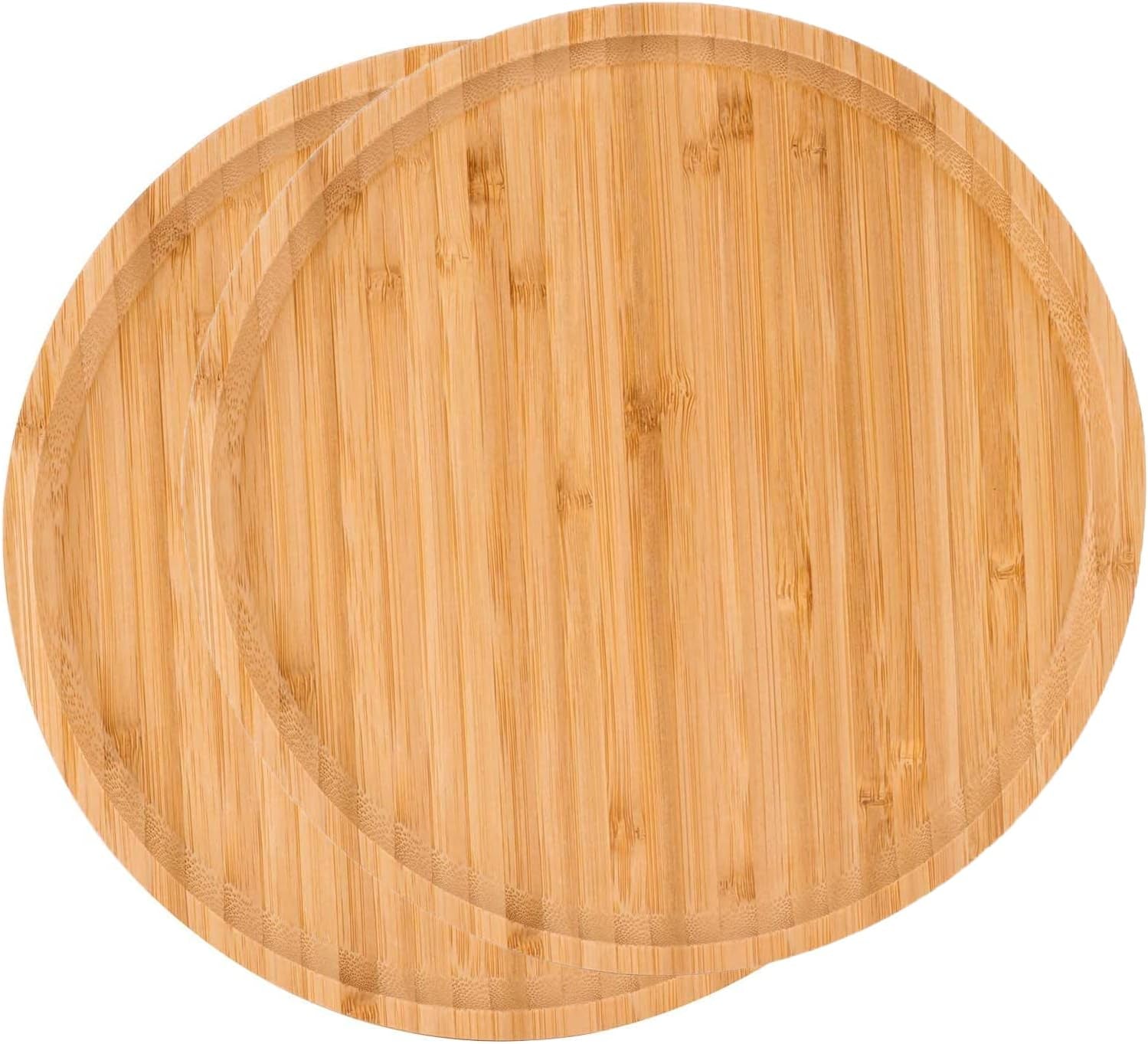 2 Pack Bamboo Tray 14 X 14 X 1 + 12 X 12 X 1 Inches Serving Tray Tea Tray Fruit Platters Dinner Plate Sour Candy Tray