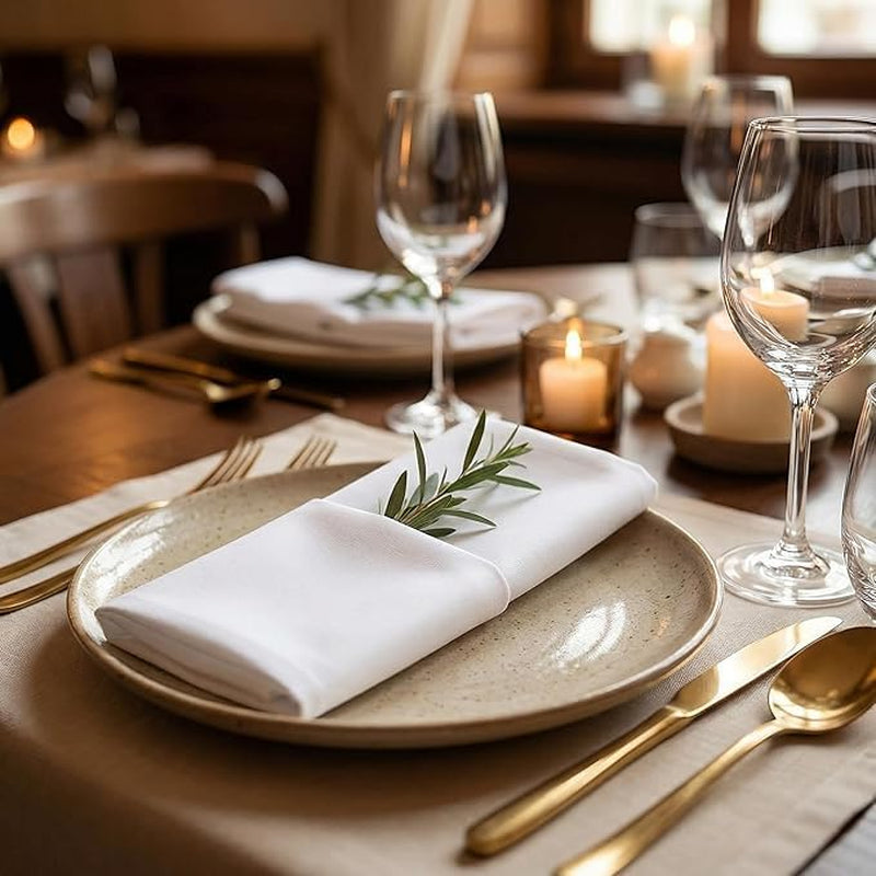 Cloth Napkins 100% Cotton Highly Absorbent Washable Durable Reusable Premium Dinner Napkins Ideal for Gifts for Mothers Day Hotel Farmhouse Parties - White (18" X 18", Set of 6)