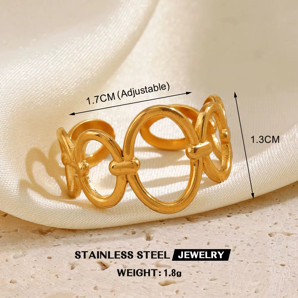 Gold Color Stainless Steel Heart Ring Women Metal Finger Hollow Ring Waterproof Jewelry Girlfriend Gift Bijoux Femme Anillos